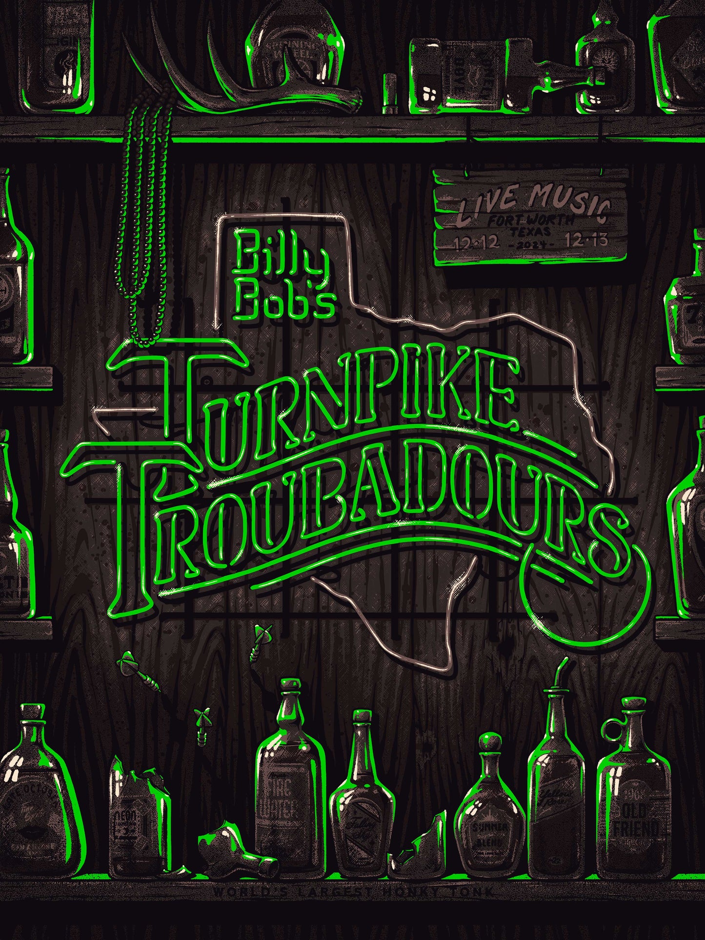 D43 | TURNPIKE TROUBADOURS | FT. WORTH TX | NEON GREEN | 3DIAMOND