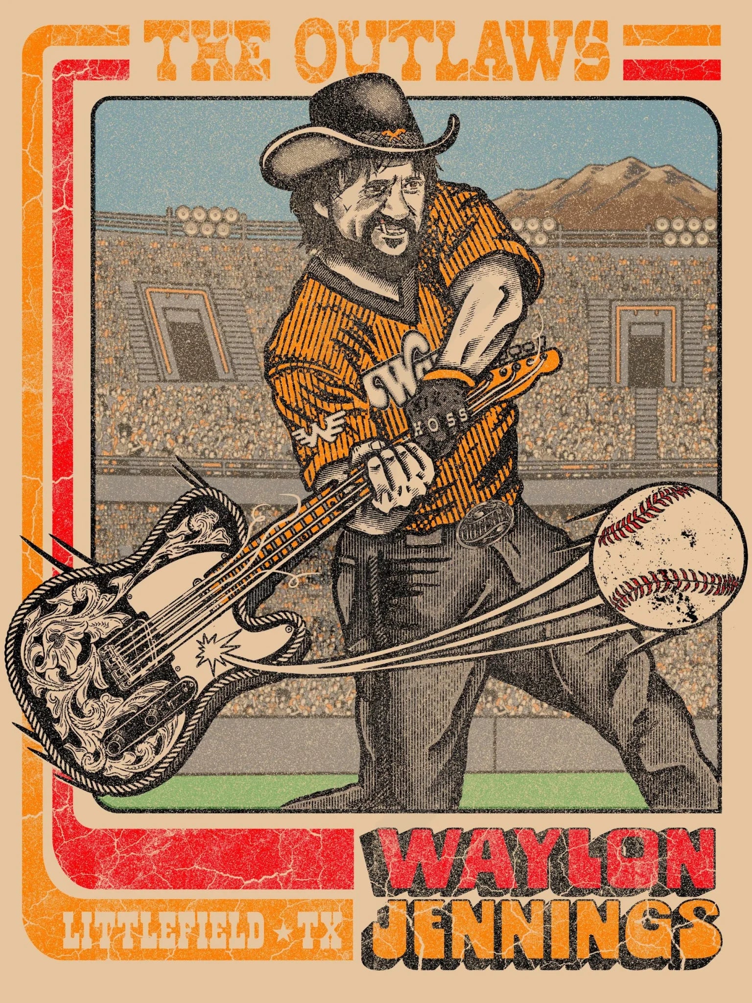 C20 | Waylon Jennings Baseball Card 3Diamond Front & Back